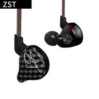 KZ-ZST apskritos geležinės ausinės Ankstesnės geležinės ausinės mobiliosios juostos sunkiųjų bosų dviejų vienetų muzikos muzika without MIC violetinė