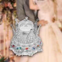 Karūnos papuošalų dėžutės Vestuvinių žiedų dėžutė Dekoratyvinis mini žiedų laikiklis Valentino dienai sidabras