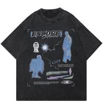 2024 m. Streetwear Juokingi Harajuku grafiniai unisex marškinėliai S juoda