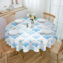 Akvarelinė Maroko mėlyna apvali staltiesė, vandeniui atspari stalo danga, skirta vestuvių vakarėliui dekoruoti valgomojo stalo dangą 4pcs 33x48 Table mat white