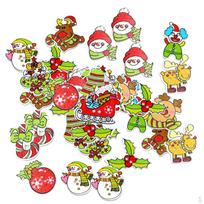 50 Pieces Mixed Wooden Button in Bulk Christmas Pattern Decorative Buttons Sewing Garment