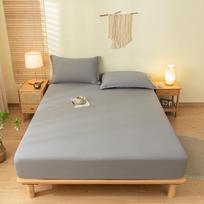 Cross-Border Hot Selling Solid Color Sanding Skin-Friendly Aloe Cotton Bedspread Washed Cotton Fitted Sheet Simmons Dustproof Protective Cover 90cm*190cm