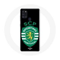 Maniacase case for Samsung Galaxy A21S scp sporting portugal black background juoda