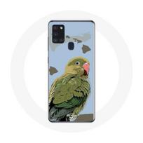 Case - Samsung - Galaxy A21S - Parakeets Birds - Soft - Green žalia