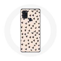 Coque Samsung Galaxy A21S Black Hearts abstract texture background
