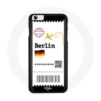 Coque Iphone SE 2020 design carte embarquement Berlin Allemand avion foot east side gallery rouge n