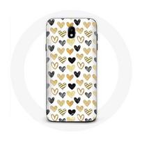 Coque pour Samsung Galaxy J7 2017 Fond de texture abstraite coeurs noir jaune et gris