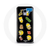 Coque pour Samsung Galaxy A6 2018 Les Simpson autocollants fond noir