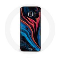 Coque pour Samsung Galaxy S6 edge Texture abstraite bleu noir rouge