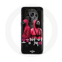 Coque pour Samsung Galaxy S6 Edge Squid Game Affiche masques soldats logo coréen