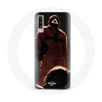 Coque pour Samsung Galaxy A70 Squid Game Soldat Rouge avec Masque Triangle raudona
