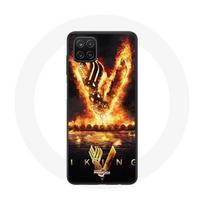 Coque pour Samsung Galaxy A22 4G Vikings Série Saison 6 logo V Epée de Feu Fond Noir