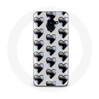 Coque pour Samsung Galaxy A8 Plus Fond de coeurs noirs