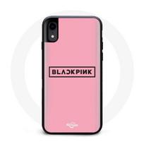 Coque pour Iphone XS Blackpink Groupe de K-pop Logo Fond Rose