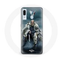 Coque pour Samsung Galaxy A20e Vikings Série Saison 6 Ragnar Lothbrok logo V Epée Gris Fond Brouillard