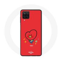 Coque pour Samsung Galaxy A12 BTS Bangtan Garçons BT21 TATA V Fond Rouge