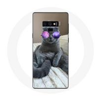 Coque pour Samsung Galaxy Note 9 Chat avec Lunettes de vue violettes