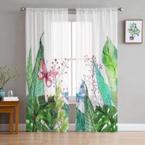 Gėlės Augalas Tropinis Tiulis Skaidrios Užuolaidos Svetainei Kambariui Miegamajam Virtuvės Dekoravimui Voilės Organzos Užuolaidos 135W x 114H(cm) white