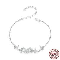 New Forest Style Butterfly Flying Lucky Bracelet Smart and Elegant Butterfly Stitching S925 Sterling Silver Bracelet Adjustable size white