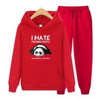 Women Long Sleeve Hoodie Set Lazy Panda I Hate Morning People Hoodies Gorgeous Spiritual Sportswears Hoodie Set S