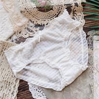 Lazy Comfortable Elastic So Cute Gauze Ice Silk Plaid Sexy Low-rise Women's Underwear One Size balta