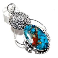 Natural Spiny Oyster Gemstone Handmade 925 Sterling Silver Pendant 3.03  U6n45 gray