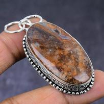 Natural Laguna Lace Agate Gemstone 925 Steling Silver Pendant 2.25  s8b36