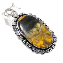 Natural Bumblebee Jasper Gemstone 925 Sterling Silver Jewelry Pendant 2.56  z6C35 black