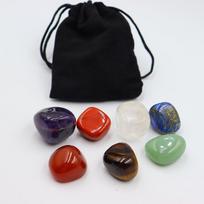7vnt. / Rinkinys Natūralus jogos poliruotas energetinis akmuo Chakra Reiki gydymas įvairiaspalvis