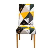Elastic Chair Cover for Dining Room Spandex Universal Size Seat Cover for Kitchen Chairs Geometric Style Furniture Protect New 1pcs black