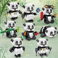 Creative Chinese Panda Building Blocks For Children Educational Animal cognition Construction Toys For Kids Birthday Gift DIY
