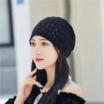 Moteriškos kepuraitės, nėriniuotos turbanos, minkštos miegui skirtos kepuraitės Free size juoda