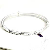 Zuyin 999 Pure Meditation Zen Auspicious Cloud Ruyi Bracelet Push Pull Retro Ethnic Style Bracelet Adjustable size