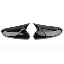 Horn Shape ABS Carbon Fiber Style Rear View Side Mirror Cover Rearview Caps For Honda For Civic 10th 2016 2017 2018 Bright black