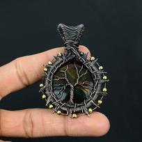 Tree Of Life Bloodstone Gemstone Pure Copper Wire Wrap Handmade Unique Jewelry Pendant 2.56 Inches juoda