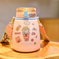 Cute 304 Stainless Steel Dudu Cup Vacuum Cup 1000ml Large Capacity Kettle Cup with Straw Pot Belly Thermos Cup 1L