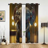 Music Elephant Window Curtain Living Room Luxury Valance Curtain for Bedroom Home Kitchen Decor Curtain 135W x 60H(cm) x1