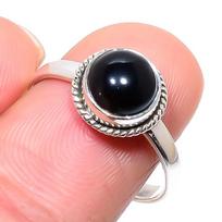 Natural Black Onex Gemstone Handmade 925 Sterling Silver Jewelry Ring S.9.5 h6f94