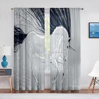Balta vienaragis permatoma uždanga gyvūnas spalvinga vaivorykštės lango tiulio užuolaidos svetainei miegamojo virtuvės dekoro užuolaidos 1 PCS W100XH250cm&Rod Pocket gray