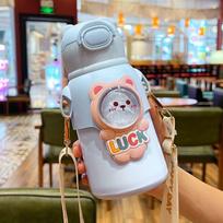 520ML Cute Kids Thermos Bottle With Straw 316 Stainless Steel Vacuum Flasks Children Thermal Water Bottle Tumbler Thermocup 520ML gray
