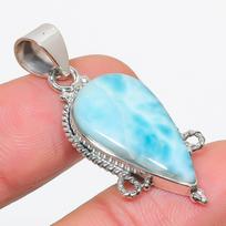 Naturalus Republic Larimar brangakmenis 925 prabos sidabro pakabukas 1,75  l5l94 white