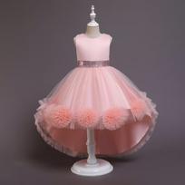 Vaikiška princesė, tinklinė, gėlėta, pūkuota, berankove, pianino pasirodymo suknele tutu 3-4 Years rožinė