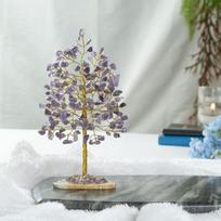 Gemstone Tree of Life Geode Agate Slice Base, Crystal Tree for Positive Energy, Good Luck Healing Stones Gem Tree, Spiritual Gift