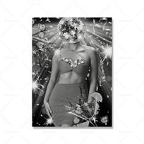Madingas merginos atspaudas Nuoga seksuali mergina gerianti Juodai baltas plakatas Disko kamuolys Sienų menas Drobės tapyba Stilingi Funky paveikslai 21x30cm No Framed gray
