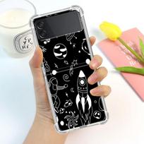 Luxury Case For Samsung Galaxy Z Flip 3 4 5G Funda Z Flip3 Clear PC Hard Shockproof Back Phone Coque Shell Cosmic Planet Samsung Z Flip