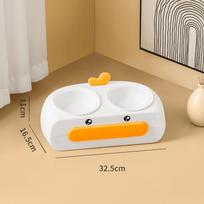 Duck Design naminių gyvūnėlių dvigubas dubuo plastikinis kačiukas šunų maisto gėrimo padėklas lesyklėlė kačių šėrimui naminių gyvūnėlių reikmenys white