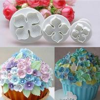 3 vnt / rinkinys silikoninis fondantinis pyragas dekoruojantis SugarCraft stūmoklio pjaustytuvą gėlių žiedų formavimui gray