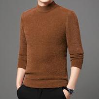 Winter New Mink Fuzz Men's Fashion Korean Version of Semi-high Neck Thickened Men's Bottom Sweater 58-190-4XL black