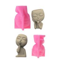 Girl Head-Silicone Flower  Mold Concrete tick Silicone Candle Holder Mold Succulent Planter Cement Clay Mold pink