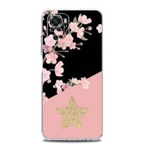 Phone Case For Xiaomi Redmi Note 13 12 5G 9S 9 8 10 11 Pro Plus 4G 9T 13C 12C10C 9C 9A 7 Clear Cover Golden Letter Flower Redmi Note 11